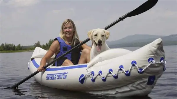 Inflatable kayaks dog